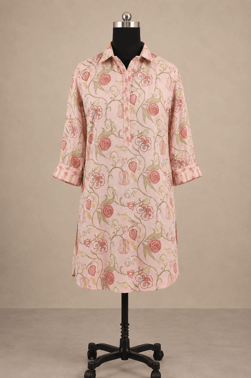 Pink floral kurta